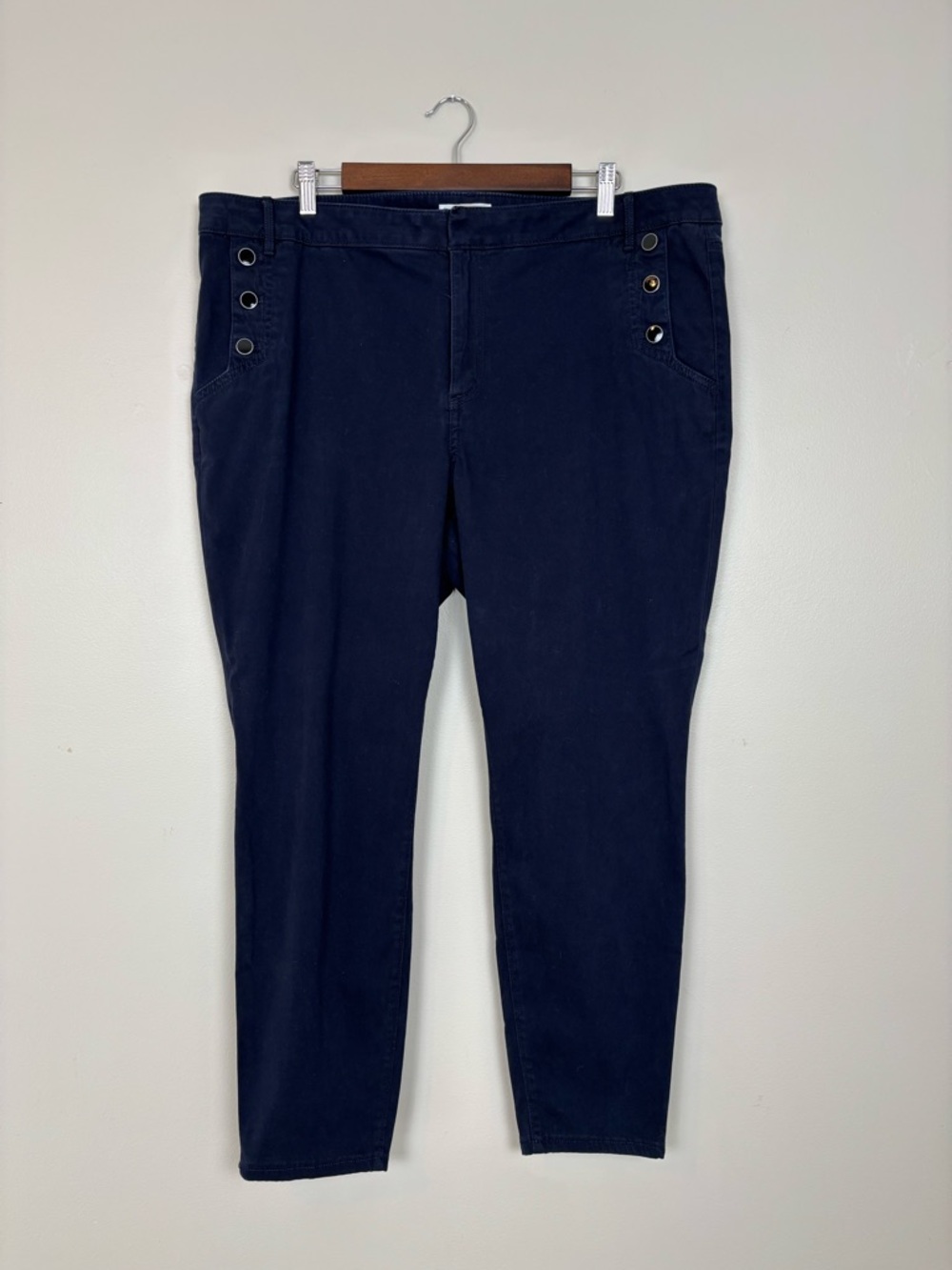 Loft Pants Womens 18 Blue Marisa Skinny Ankle Sailor Stretch‎ Casual Trouser